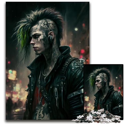 Street-Punk-Puzzle 1000 Teile, Unmögliches Puzzle für Erwachsene, Bunte Heimdekoration & Interaktives Familienspiel, 26x38cm/10,23x14,96 Zoll Street-Punk-Puzzle 1000 Teile, Unmögliches Puzzle für Erwachsene, Bunte Heimdekoration & Interaktives Familienspiel, 26x38cm/10,23x14,96 Zoll von JIANGENNF
