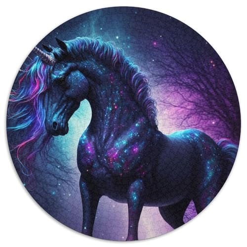 Süßes Pony-Puzzle 1000 Teile für Erwachsene, 1000-teiliges rundes Puzzle für Erwachsene, Lernspielzeug für Teenager, Heimbüro-Dekor (Größe 67,5 x 67,5 cm) von JIANGENNF