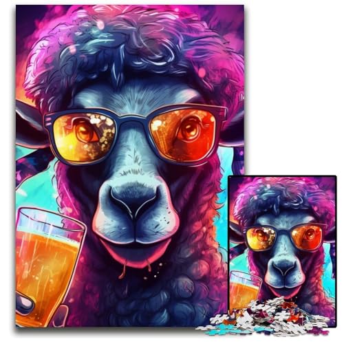 Tier-Alpaka-Puzzle, 1000 Teile, Papp-Puzzle, Weihnachten, Halloween, Ostern, Neujahr, 26x38cm/10,23x14,96 Zoll von JIANGENNF