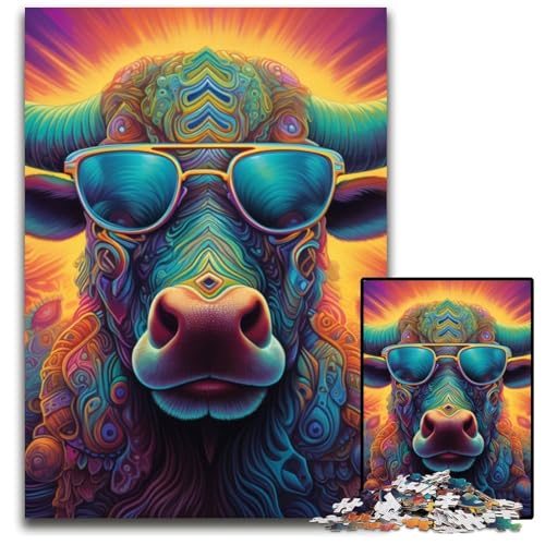 Tier-Büffel-Puzzle für Erwachsene, 1000 Teile, Papppuzzle, interaktives Familienspiel, Denksportaufgabe, Lernspielzeug, 26x38cm/10,23x14,96 Zoll Tier-Büffel-Puzzle für Erwachsene, 1000 Teile, Papppuzzle, interaktives Familienspiel, Denksportaufgabe, Lernspielzeug, 26x38cm/10,23x14,96 Zoll von JIANGENNF