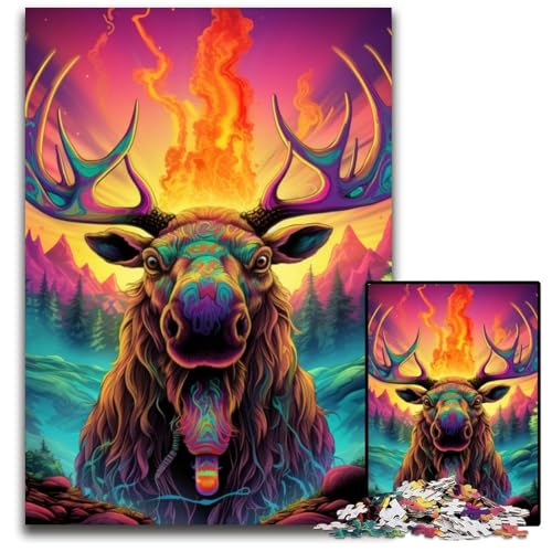Tier-Elch-Puzzle für Erwachsene, 1000 Teile, Papppuzzle, interaktives Familienspiel, Denksportaufgabe, Lernspielzeug, 26x38cm/10,23x14,96 Zoll Tier-Elch-Puzzle für Erwachsene, 1000 Teile, Papppuzzle, interaktives Familienspiel, Denksportaufgabe, Lernspielzeug, 26x38cm/10,23x14,96 Zoll von JIANGENNF