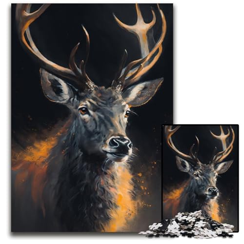 Tier-Hirsch-Puzzle 1000 Teile für Erwachsene, Papppuzzle, Weihnachten, Halloween, Ostern, Neujahr, 26x38cm/10,23x14,96 Zoll Tier-Hirsch-Puzzle 1000 Teile für Erwachsene, Papppuzzle, Weihnachten, Halloween, Ostern, Neujahr, 26x38cm/10,23x14,96 Zoll von JIANGENNF
