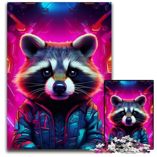 Tier-Waschbären, 1000-teiliges Puzzle, anspruchsvolle Puzzles, interaktives Familienspiel, Denksportaufgabe, Lernspielzeug, 50x75cm/19,68x29,52 Zoll Tier-Waschbären, 1000-teiliges Puzzle, anspruchsvolle Puzzles, interaktives Familienspiel, Denksportaufgabe, Lernspielzeug, 50x75cm/19,68x29,52 Zoll von JIANGENNF