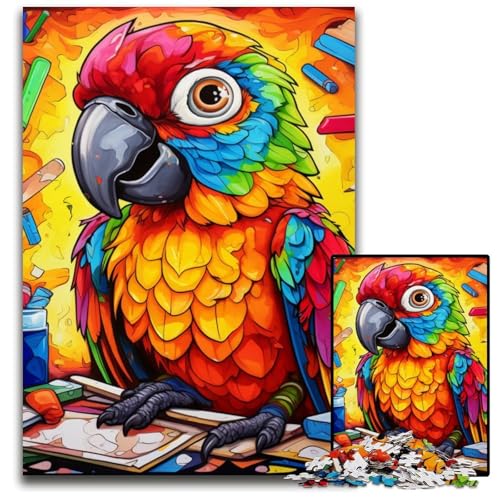 Tiere, Vögel, Papageien, 1000-teiliges Puzzle für Erwachsene, Holzpuzzle, interaktives Familienspiel, Heimdekoration zum Selbermachen, Denksportaufgabe, Geschenk, 50x75cm/19,68x29,52 Zoll von JIANGENNF