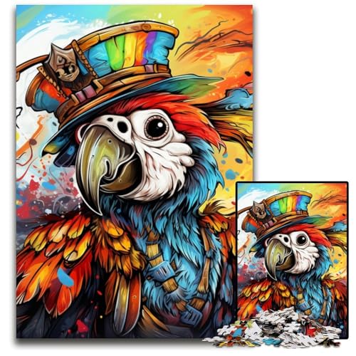 Tiere, Vögel, Papageien, 1000-teiliges Puzzle für Erwachsene, Holzpuzzle, interaktives Familienspiel, Heimdekoration zum Selbermachen, Denksportaufgabe, Geschenk, 50x75cm/19,68x29,52 Zoll von JIANGENNF