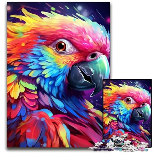 Tiere, Vögel, Papageien, 1000-teiliges Puzzle für Erwachsene, Papppuzzle, ideal für Verliebte, perfektes Weihnachts-, Neujahrs- oder Valentinstagsgeschenk, 26x38cm/10,23x14,96 Zoll von JIANGENNF