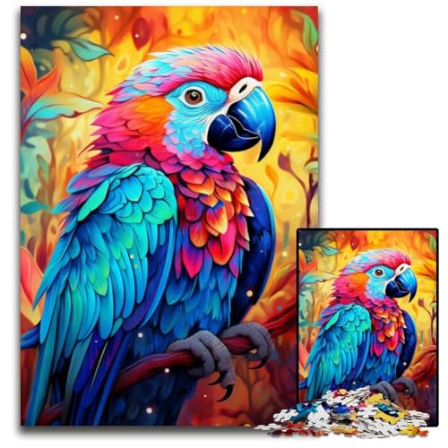 Tiere, Vögel, Papageien, Puzzle für Erwachsene, 1000 Teile, Papppuzzle, pädagogische Aktivität zur Verbesserung kognitiver Fähigkeiten, 26x38cm/10,23x14,96 Zoll von JIANGENNF