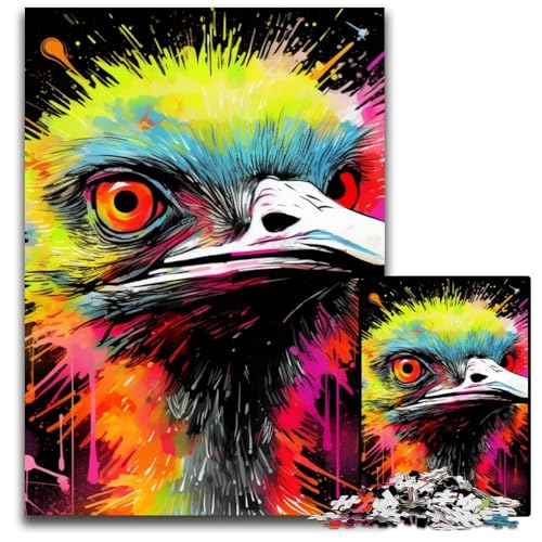 Tierkunst-Straußen-Puzzle für Erwachsene, 1000 Teile, Holzpuzzle, interaktives Familienspiel, Denksportaufgabe, Lernspielzeug, 50x75cm/19,68x29,52 Zoll Tierkunst-Straußen-Puzzle für Erwachsene, 1000 Teile, Holzpuzzle, interaktives Familienspiel, Denksportaufgabe, Lernspielzeug, 50x75cm/19,68x29,52 Zoll von JIANGENNF