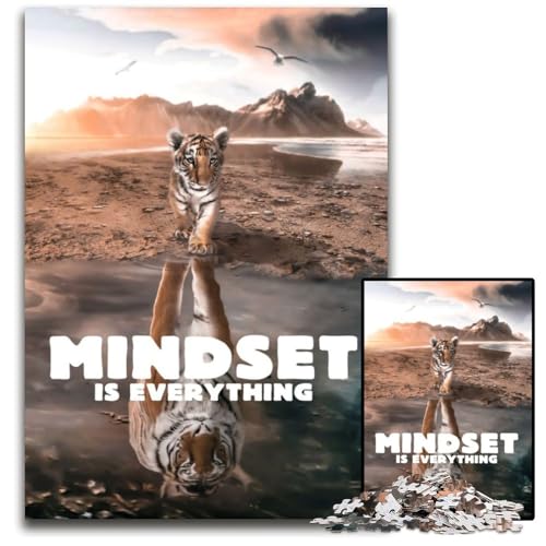 Tiger Mindset Puzzle 1000 Teile für Erwachsene Puzzle für Erwachsene Interaktives Familienspiel, Gehirn-Herausforderung, Lernspielzeug 26x38cm/10,23x14,96 Zoll von JIANGENNF