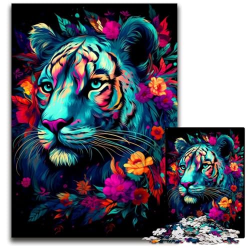 Tiger-Puzzle für Erwachsene, 1000 Teile, Holzpuzzle für Erwachsene, interaktives Familienspiel, Denksportaufgabe, Lernspielzeug, 50x75cm/19,68x29,52 Zoll von JIANGENNF