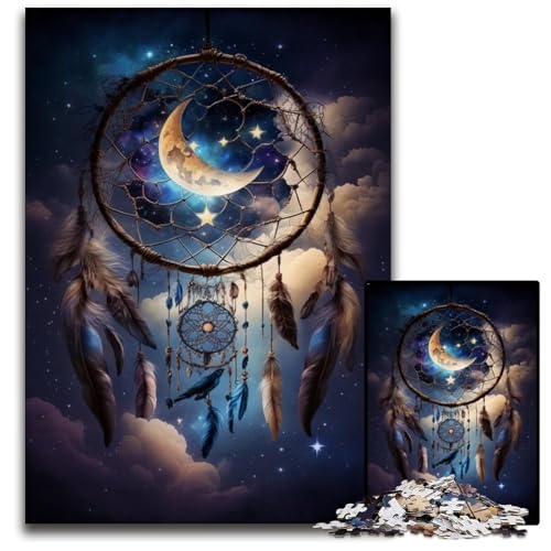 Traumfänger-Puzzle 1000 Teile für Erwachsene, Holzpuzzle für Erwachsene, anspruchsvolles Denkspiel – entspannendes Spielzeug für Teenager, 50x75cm/19,68x29,52 Zoll von JIANGENNF