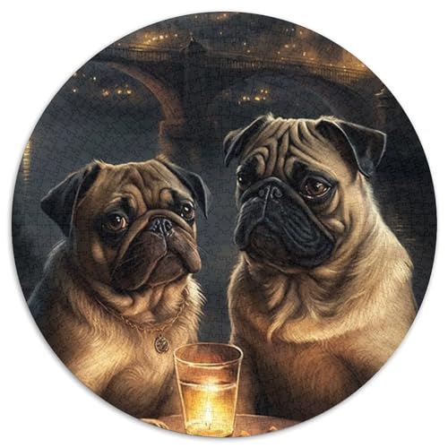 Trinkender Mops-Puzzle, 1000 Teile, Papp-Puzzle für Erwachsene, Geburtstagsgeschenkidee, anspruchsvolles Denkspiel (Größe 67,5 x 67,5 cm) von JIANGENNF