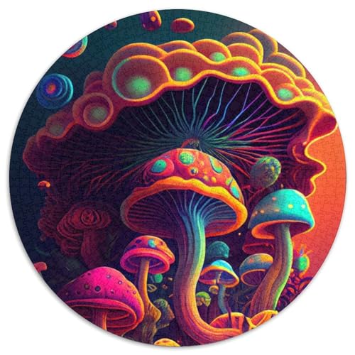 Trippy Mushrooms Puzzle 1000 Teile, Papppuzzle für Erwachsene, Geburtstagsgeschenkidee, anspruchsvolles Denkspiel (Größe 67,5 x 67,5 cm) von JIANGENNF