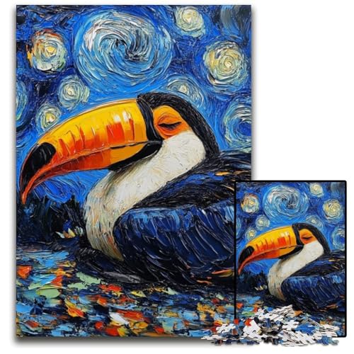 Tukan-Nachthimmel-Puzzle für Erwachsene, 1000 Teile, interaktives Familienspiel, Denksportaufgabe, Lernspielzeug, 26x38cm/10,23x14,96 Zoll von JIANGENNF