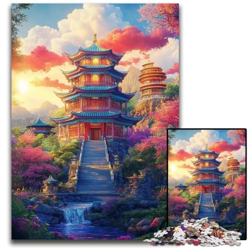Turm-Puzzle im japanischen Stil, 1000 Teile, Papppuzzle für Erwachsene, für Reiseliebhaber und Paare, anspruchsvolles Spielzeug, 26x38cm/10,23x14,96 Zoll von JIANGENNF