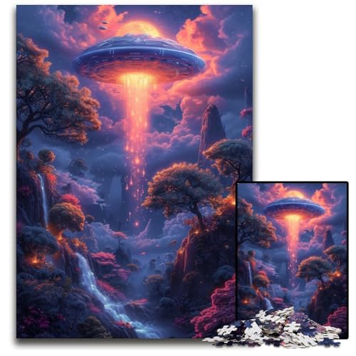 UFO in den Bergwolken, Puzzle 1000 Teile für Erwachsene, Puzzle für Erwachsene, Familienaktivität, Heimdekoration zum Selbermachen, 26x38cm/10,23x14,96 Zoll UFO in den Bergwolken, Puzzle 1000 Teile für Erwachsene, Puzzle für Erwachsene, Familienaktivität, Heimdekoration zum Selbermachen, 26x38cm/10,23x14,96 Zoll von JIANGENNF
