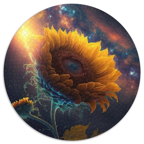 Universe Sunflower Puzzle für Erwachsene, 1000 Teile, 1000-teiliges rundes Puzzle, interaktives Familienspiel, Bastelgeschenk mit farbenfrohen Kunstwerken (Größe 67,5 x 67,5 cm) von JIANGENNF