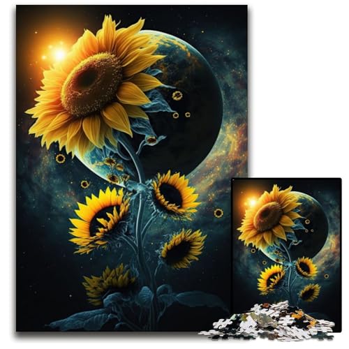 Universum-Sonnenblumen-Puzzle, 1000 Teile, für Erwachsene, anspruchsvolles Denkspiel, entspannendes Spielzeug für Teenager, 26x38cm/10,23x14,96 Zoll von JIANGENNF