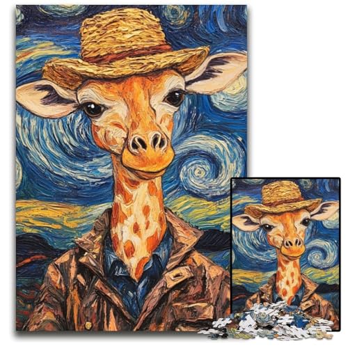 Van Gogh Giraffe Puzzle 1000 Teile Unmögliches Puzzle für Erwachsene Bunte Heimdekoration & Interaktives Familienspiel, 26x38cm/10,23x14,96 Zoll von JIANGENNF