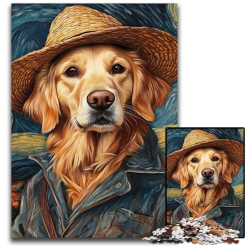Van Gogh Golden Retriever Puzzle für Erwachsene, 1000 herausfordernde Puzzles, Geburtstagsgeschenkidee, anspruchsvolles Denkspiel, 50x75cm/19,68x29,52 Zoll Van Gogh Golden Retriever Puzzle für Erwachsene, 1000 herausfordernde Puzzles, Geburtstagsgeschenkidee, anspruchsvolles Denkspiel, 50x75cm/19,68x29,52 Zoll von JIANGENNF