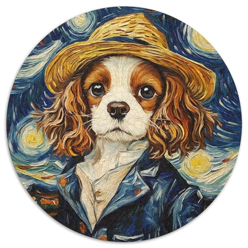 Van Gogh-Hunde-Puzzle für Erwachsene, 1000-teiliges, rundes Puzzle, interaktives Familienspiel, Denksportaufgabe als Geschenk, Lernspielzeug (Größe 67,5 x 67,5 cm) von JIANGENNF