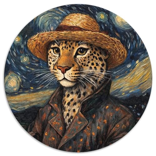 Van Gogh Leopard 1000-teiliges Puzzle-Geschenk, rundes Puzzle 1000 Teile, anspruchsvolles DIY-Denkspiel, perfektes Familienspiel oder dekoratives Geschenk (Größe 67,5 x 67,5 cm) von JIANGENNF