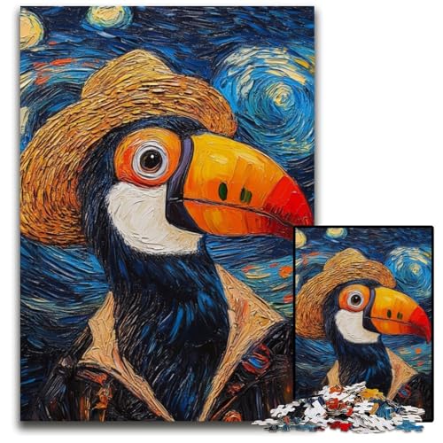 Van Gogh Papagei Puzzle 1000 Teile für Erwachsene. Anspruchsvolle Puzzles. Geburtstagsgeschenkidee. Anspruchsvolles Denkspiel. 26x38cm/10,23x14,96 Zoll von JIANGENNF