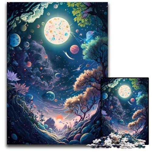 Verrücktes Weltraumlandschafts-Puzzle, 1000 Teile, Papppuzzle, Weihnachten, Halloween, Ostern, Neujahr, 26x38cm/10,23x14,96 Zoll von JIANGENNF