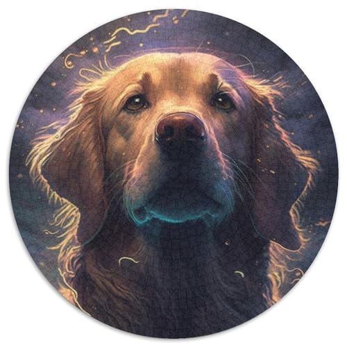 Verträumtes Golden Retriever-Puzzle, 1000 Teile, Papppuzzle für Erwachsene, Geburtstagsgeschenkidee, anspruchsvolles Denkspiel (Größe 67,5 x 67,5 cm) von JIANGENNF