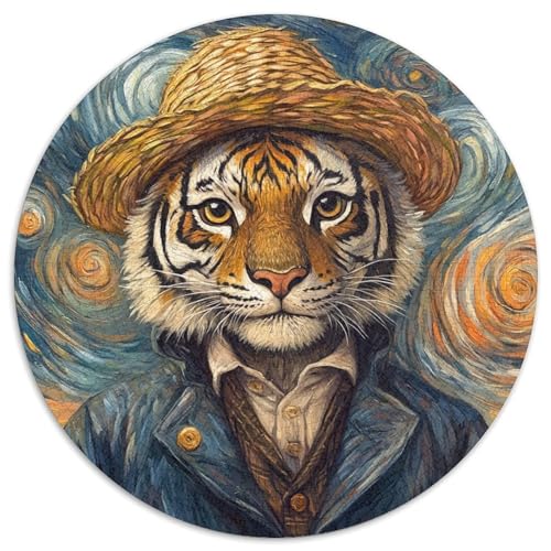 Vincent Van Gogh Tiger-Puzzle 1000 Teile, runde Puzzles mit 1000 Teilen für Erwachsene, Lernspielzeug für Jugendliche, Heim- und Bürodekoration (Größe 67,5 x 67,5 cm) von JIANGENNF