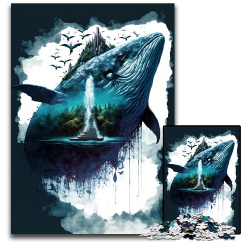 Wal in den Bäumen, 1000-teiliges Puzzle, Holzpuzzle für Erwachsene, interaktives Familienspiel, Denksportaufgabe, Lernspielzeug, 50x75cm/19,68x29,52 Zoll von JIANGENNF