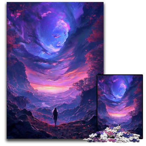 Walking on Fantasy World Puzzles für Erwachsene, 1000 Puzzleteile aus Holz, Denksportaufgabe, Teenager und Heimdekoration, 50x75cm/19,68x29,52 Zoll von JIANGENNF