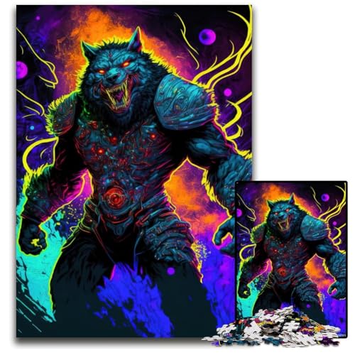Warping Wolf 1000-teiliges Puzzle für Erwachsene, interaktives Familienspiel, Denksportaufgabe, Lernspielzeug, 26x38cm/10,23x14,96 Zoll von JIANGENNF