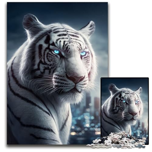 Weißer Tiger in der Stadt, Puzzle 1000 Teile für Erwachsene, Denksportspiel für Teenager, 26x38cm/10,23x14,96 Zoll Weißer Tiger in der Stadt, Puzzle 1000 Teile für Erwachsene, Denksportspiel für Teenager, 26x38cm/10,23x14,96 Zoll von JIANGENNF