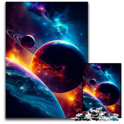 Weltraum-Puzzle 1000 Teile für Erwachsene, Holzpuzzle für Teenager und Jugendliche, ideales Geburtstags, 50x75cm/19,68x29,52 Zoll von JIANGENNF