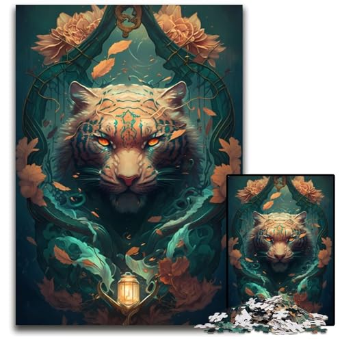 Whimsical Tiger 1000-teiliges Puzzle für Erwachsene, anspruchsvolles Denkspiel – entspannendes Spielzeug für Teenager, 50x75cm/19,68x29,52 Zoll von JIANGENNF