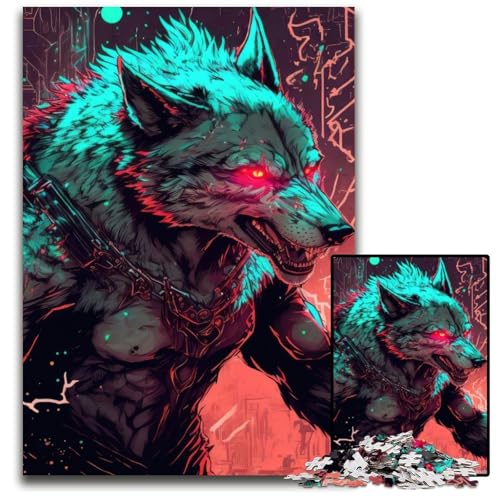 Wolf Warrior Puzzle für Erwachsene, 1000 Teile, interaktives Familienspiel, Denksportaufgabe, Lernspielzeug, 26x38cm/10,23x14,96 Zoll von JIANGENNF