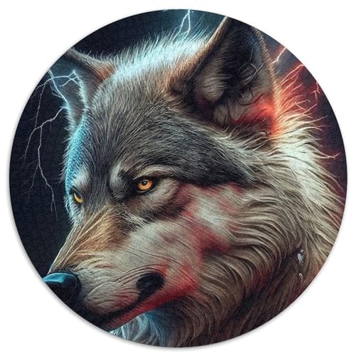Wütendes Wolfsgesicht-Tierpuzzle, 1000 Teile, Papppuzzle für Erwachsene, Geburtstagsgeschenkidee, anspruchsvolles Denkspiel (Größe 67,5 x 67,5 cm) von JIANGENNF