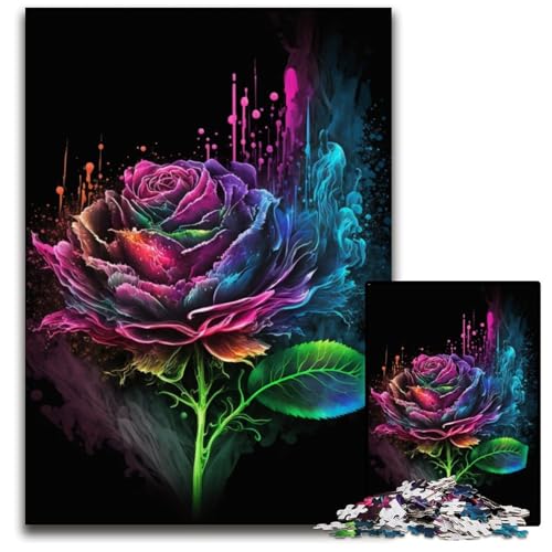 Wunderschöne Blumenpuzzles für Erwachsene, 1000-teiliges Holzpuzzle, entspannende Unterhaltung, Heimdekoration, 50x75cm/19,68x29,52 Zoll von JIANGENNF