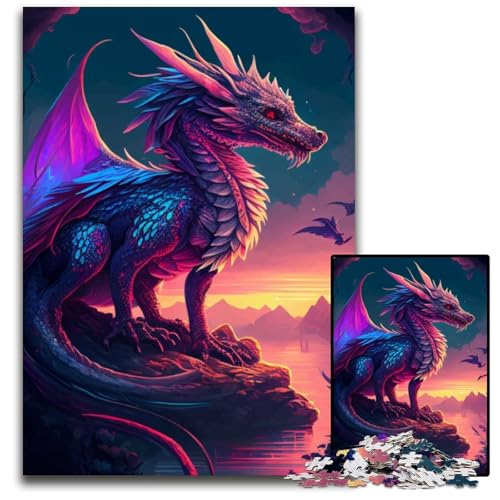 Wunderschönes Drachenpuzzle mit 1000 Teilen für Erwachsene, Denkspiel für Teenager, 26x38cm/10,23x14,96 Zoll von JIANGENNF