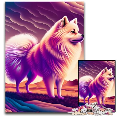 Wunderschönes Zwergspitz-Hunde-Puzzle 1000 Teile für Erwachsene. Puzzle für Erwachsene. Interaktives Familienspiel, Denksportaufgabe, Lernspielzeug, 50x75cm/19,68x29,52 Zoll von JIANGENNF
