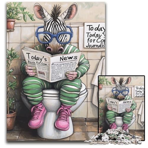 Zebra Go Toilet 1000-teiliges Puzzle für Erwachsene, anspruchsvolles DIY-Dekorationsspiel, interaktives Familienspielzeug, 50x75cm/19,68x29,52 Zoll Zebra Go Toilet 1000-teiliges Puzzle für Erwachsene, anspruchsvolles DIY-Dekorationsspiel, interaktives Familienspielzeug, 50x75cm/19,68x29,52 Zoll von JIANGENNF