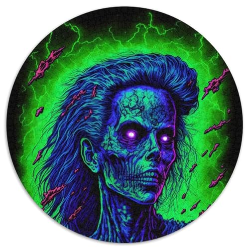 Zombified Puzzle für Erwachsene, 1000 Teile, 1000-teiliges rundes Puzzle, interaktives Familienspiel, Bastelgeschenk mit farbenfrohen Kunstwerken (Größe 67,5 x 67,5 cm) von JIANGENNF