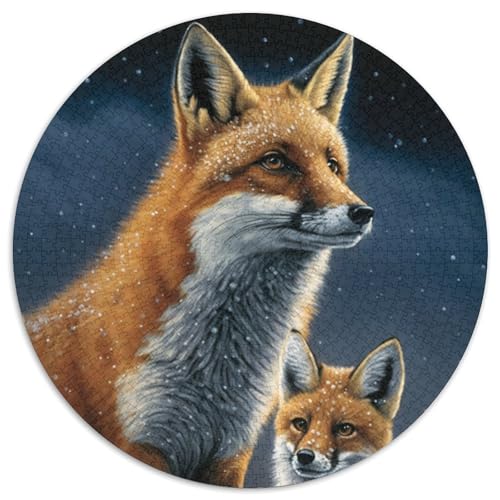 Zwei Füchse, 1000-teiliges Puzzle für Erwachsene, 1000-teiliges rundes Puzzle, Teenager, Paare und Freunde zum Geburtstag, zu Weihnachten (Größe 67,5 x 67,5 cm) von JIANGENNF