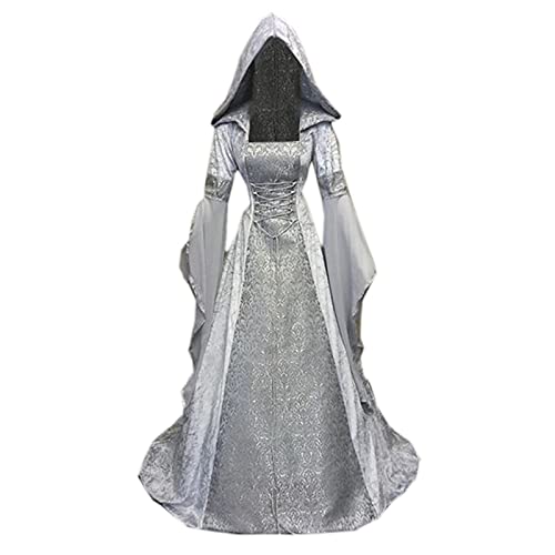 2025 Halloween Kostüm Damen,Gothic Kleidung Damen Übergröße Schnürkleid mit Kapuze Vintage Mittelalter Kleid Trompetenärmel Maxikleider Renaissance Party Festlich Cosplay Karneval Halloween Kostüm 2025 Halloween Kostüm Damen,Gothic Kleidung Damen Übergröße Schnürkleid mit Kapuze Vintage Mittelalter Kleid Trompetenärmel Maxikleider Renaissance Party Festlich Cosplay Karneval Halloween Kostüm von JIANGML