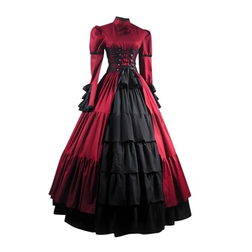 JIANGML 2025 Mittelalter Kostüm für Damen, Renaissance Viktorianisches Kleid, Mittelalter Accessoires mit Ausgestellten Ärmeln und Hoher Taille, Gothic Retro Kleid Halloween JIANGML 2025 Mittelalter Kostüm für Damen, Renaissance Viktorianisches Kleid, Mittelalter Accessoires mit Ausgestellten Ärmeln und Hoher Taille, Gothic Retro Kleid Halloween von JIANGML