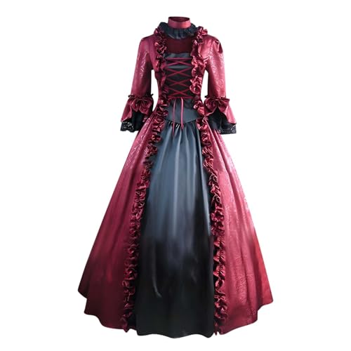 JIANGML 2025 Mittelalter Kostüm für Damen, Renaissance Viktorianisches Kleid, Mittelalter Accessoires mit Ausgestellten Ärmeln und Hoher Taille, Gothic Retro Kleid Halloween JIANGML 2025 Mittelalter Kostüm für Damen, Renaissance Viktorianisches Kleid, Mittelalter Accessoires mit Ausgestellten Ärmeln und Hoher Taille, Gothic Retro Kleid Halloween von JIANGML