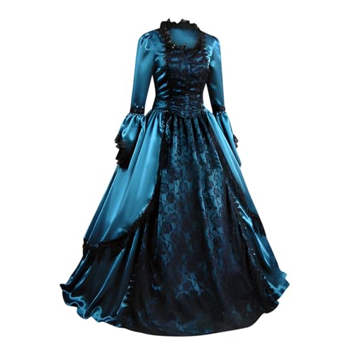 JIANGML 2025 Mittelalter Kostüm für Damen, Renaissance Viktorianisches Kleid, Mittelalter Accessoires mit Ausgestellten Ärmeln und Hoher Taille, Gothic Retro Kleid Halloween JIANGML 2025 Mittelalter Kostüm für Damen, Renaissance Viktorianisches Kleid, Mittelalter Accessoires mit Ausgestellten Ärmeln und Hoher Taille, Gothic Retro Kleid Halloween von JIANGML
