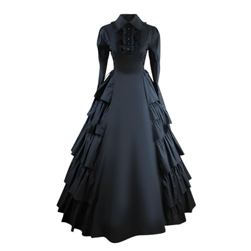 JIANGML 2025 Mittelalter Kostüm für Damen, Renaissance Viktorianisches Kleid, Mittelalter Accessoires mit Ausgestellten Ärmeln und Hoher Taille, Gothic Retro Kleid Halloween JIANGML 2025 Mittelalter Kostüm für Damen, Renaissance Viktorianisches Kleid, Mittelalter Accessoires mit Ausgestellten Ärmeln und Hoher Taille, Gothic Retro Kleid Halloween von JIANGML
