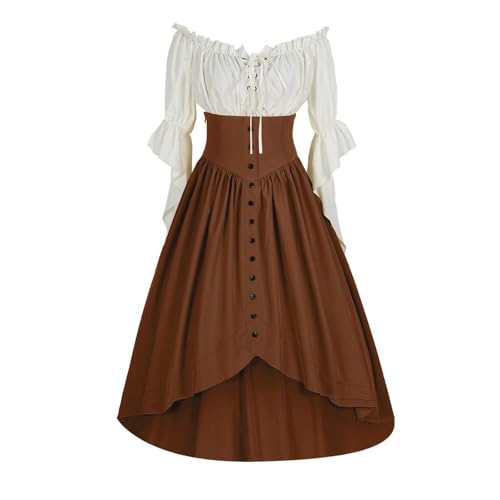 JIANGML 2025 Mittelalter Kostüm für Damen, Renaissance Viktorianisches Kleid, Mittelalter Kleidung Accessoires mit Ausgestellten Ärmeln und Hoher Taille, Gothic Retro Kleid Karneval Halloween JIANGML 2025 Mittelalter Kostüm für Damen, Renaissance Viktorianisches Kleid, Mittelalter Kleidung Accessoires mit Ausgestellten Ärmeln und Hoher Taille, Gothic Retro Kleid Karneval Halloween von JIANGML